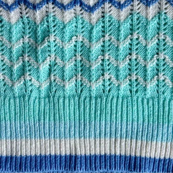 American Eagle Outfitters Blue & Mint Chevron Knit Crop Tank Top Size M - Picture 7 of 9